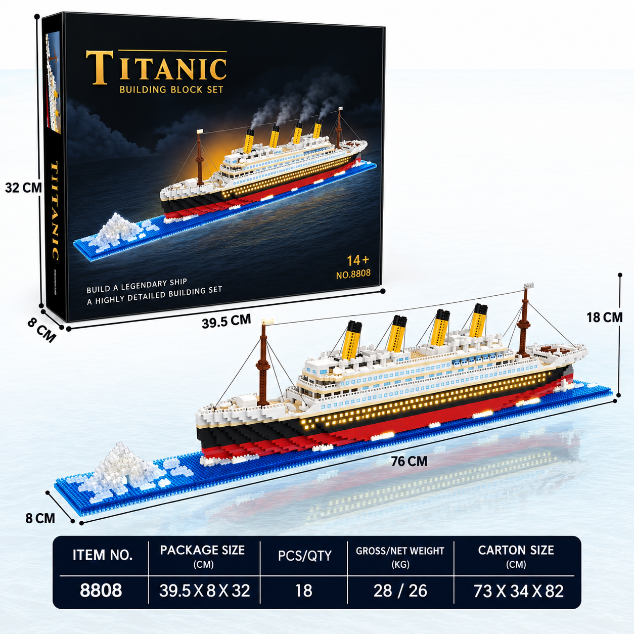 Titanic Building Blocks Ship Model Set – 76 cm