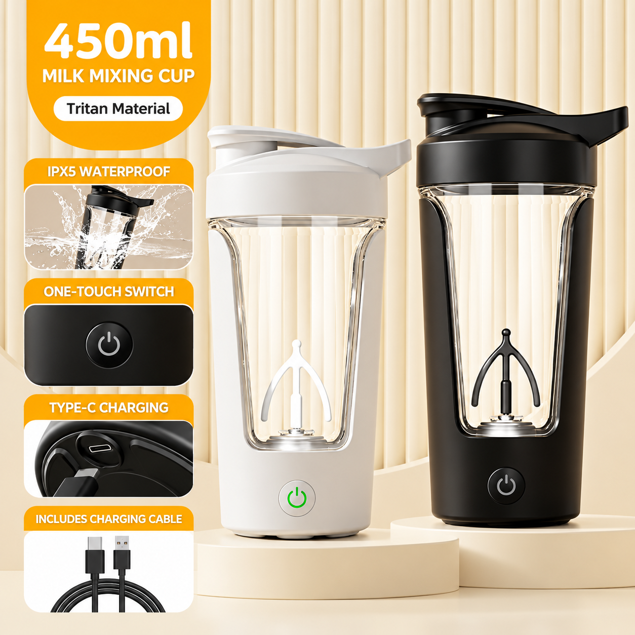 450ml Rechargeable Electric Self-Stirring Mixing Cup